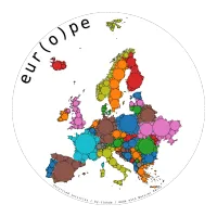 Graphic representation of Europe. The frame is circular, each country is depicted as a series of circles of decreasing size, tightly packed together. The title is: eur(o)pe. Credits at the bottom read: Encircled Incircles / by-tlohde / made with Natural Earth